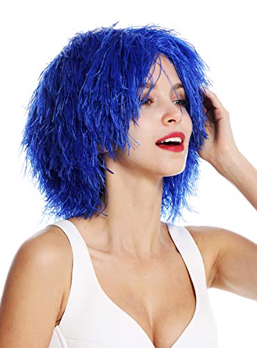 WIG ME UP - MMSLW-K2079 Peluca de Mujer Hombre Carnaval despeinada despeluznada como Paja voluminosa Duende Payaso Color Azul