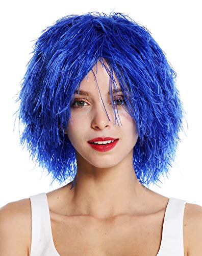 WIG ME UP - MMSLW-K2079 Peluca de Mujer Hombre Carnaval despeinada despeluznada como Paja voluminosa Duende Payaso Color Azul