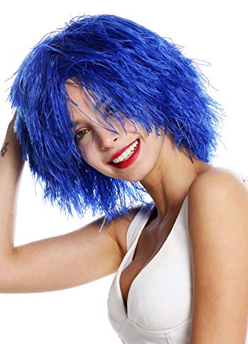 WIG ME UP - MMSLW-K2079 Peluca de Mujer Hombre Carnaval despeinada despeluznada como Paja voluminosa Duende Payaso Color Azul