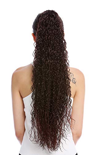 WIG ME UP - N857-V-2T33 extensión de pelo coleta más larga voluminosa rizada rizos crespos afro kinks color castaño caoba teñido 75 cm