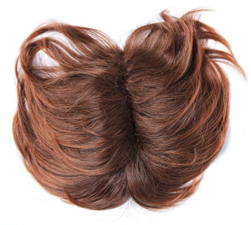 WIG ME UP - TYP-432-10BTM30 Peluquín aumento del pelo parte superior de la cabeza clips cabello castaño rojizo mujeres hombres