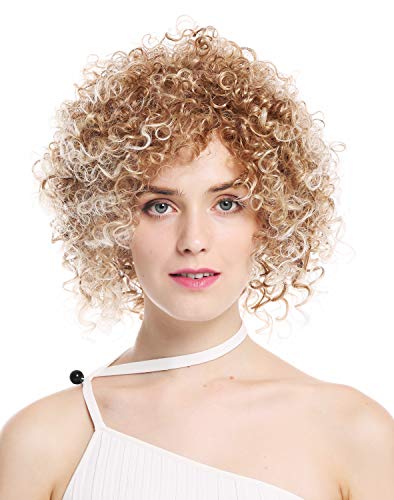 WIG ME UP- VK-11-27T613 peluca de mujer pelo teñido corto voluminoso rizado rizos salvajes color rubio mechas highlights platinos