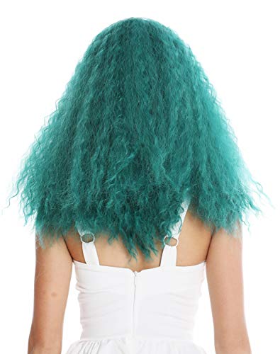 WIG ME UP- YZF-7304-BD peluca mujer pelo largo más voluminoso ondulado rizos raya en medio verde elfo hada