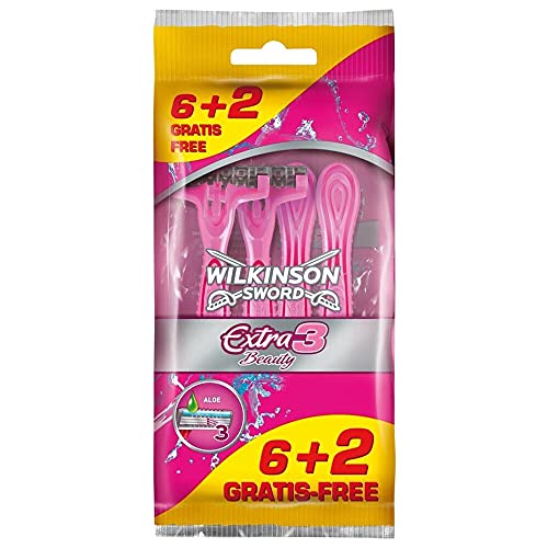 Wilkinson Sword Extra 3 70070440 - Paquete de 6 cuchillas de afeitar para mujer (más 2 de regalo)