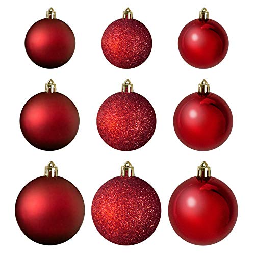 Wohaga® Set de 70 Bolas de Navidad Ø4/5/6cm / plástico/Rojo - Adornos del árbol de Navidad decoración navideña decoración para el Abeto