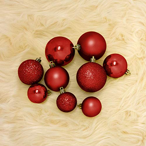 Wohaga® Set de 70 Bolas de Navidad Ø4/5/6cm / plástico/Rojo - Adornos del árbol de Navidad decoración navideña decoración para el Abeto