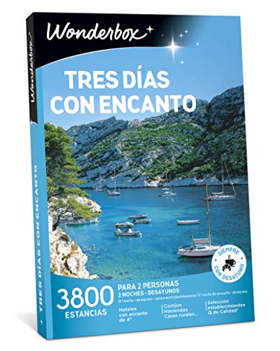 WONDERBOX - Caja Regalo Tres Días con Encanto - Parejas Regalos Ideales para Escapar De La Rutina Diaria. Ideas Regalo Mujer, Ideas Regalo Original Hombre, Ideas Regalos Navidad