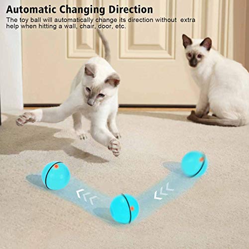 WWVVPET Bola de Gato,Juguete Gato Interactivo para Mascotas,Carga USB Juguetes para Gatos Pelotas,Giratoria Automática de 360 Grados,para Ejercicio Animal Doméstico (Azul)