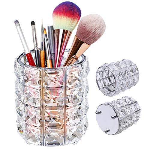 XCOZU Soporte para brochas de maquillaje, Organizador de maquillaje soporte para pinceles, Almacenamiento de maquillaje para brochas, Cejas, lápices, plata