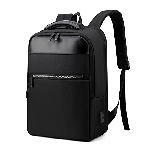 Xnuoyo Mochilas Portatil, Resistente al Agua Mochila con Puerto de USB para Ordenador, Multifuncional Mochila de Gran Capacidad para Hombre Mujer Oficina Trabajo Diario Negocio (Negro)