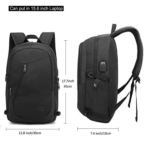 XQXA Mochila Antirrobo Impermeable Mochila Portatil 15.6 Pulgadas Mochila Hombre con Puerto de Carga USB Mochila Backpack para el Laptop para Ordenador del Negocio Trabajo Diario Viaje-Negro