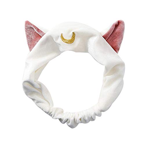 Xrlwood Women Cat Ears Headband Face Wash Cosmetic Hair Hoop Make up Headwear Shower Yoga Hair Band