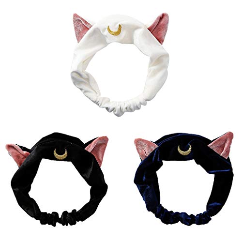 Xrlwood Women Cat Ears Headband Face Wash Cosmetic Hair Hoop Make up Headwear Shower Yoga Hair Band