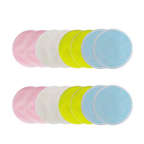 YCX 20 Discos absorbentes Lavables, Protectores de Lactancia Maquillaje Cojines de Lactancia de bambú orgánicos Dos Capas removedor de algodón de Fibra de bambú Lavable,Natural