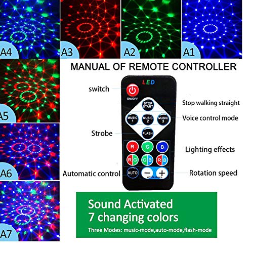 Yizhet Luz Discoteca Casa, Luces de Discoteca LED 7 Colores de Iluminación Giratoria, Luz Discoteca RGB Activadas por Sonido & Mando a Distancia para Fiesta, Bar, Boda, Navidad, Coche, Festival