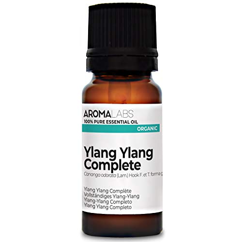 Ylang Ylang Completo Orgánico - 10 ml - Aceite esencial 100% natural y Orgánico - calidad verificada por cromatografía - Aroma Labs