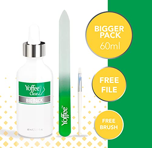 Yoffee Clear Kit Big Pack - Purity Nail - Tratamiento Anti Hongos para Uñas de Manos y Pies - con Árbol de Té y Aceite de Argán - Fórmula Mejorada - Antibacteriano y Antiséptico - Nuevo Formato (60ml)