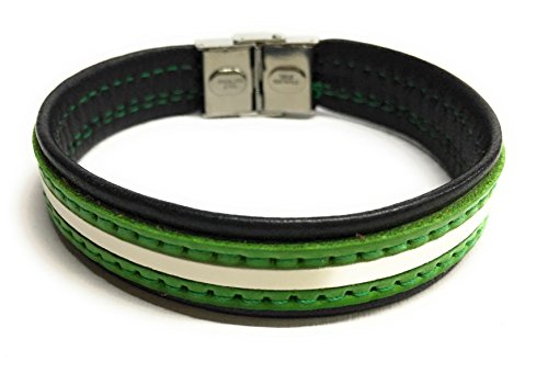 YOJAN PIEL | Pulsera De Piel Bandera Andalucía (Ajustable de Largo, Negro) | Complementos de Moda Unisex para Hombres y Mujeres de Estilo Atemporal y Elegante | Regalos Originales y Exclusivos