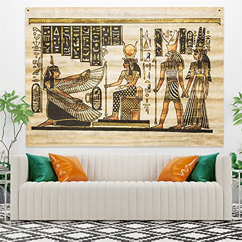 YongFoto 150x100cm Antiguo Egipto Tapiz Faraón Dios Horus Jeroglíficos Papiro Símbolo Civilización antigua Colgar en la pared Tapices para casa Decoración mural Manteles Manta