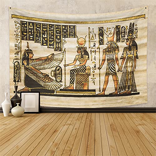 YongFoto 150x100cm Antiguo Egipto Tapiz Faraón Dios Horus Jeroglíficos Papiro Símbolo Civilización antigua Colgar en la pared Tapices para casa Decoración mural Manteles Manta