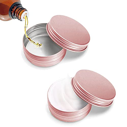 YUE QIN 15 Piezas Tarros de Aluminio Tarros Cosmeticos Vacios Tarros para Muestras de Cremas Bote Vacio 10ml para Bálsamos Labial, Cosméticos, Velas, Loción Trae una Cuchara Mediana(Oro Rosa)