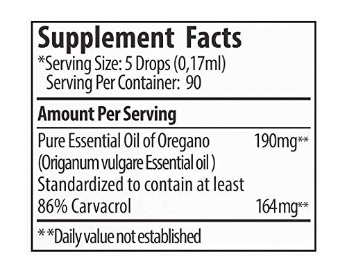 Zane Hellas 100% Aceite de orégano sin diluir.Aceite esencial de orégano griego puro.86% Min Carvacrol.164 mg de Carvacrol por porción.Probablemente el mejor aceite de orégano del mundo.15 ml