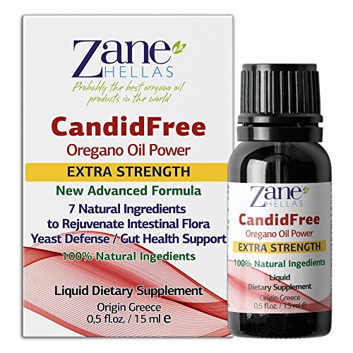 Zane Hellas Candidfree Liquid para el apoyo de Candida. Defensa de levadura. Apoyo de salud intestinal. Apoyo de salud de colon. Soporte de flora intestinal. Fórmula 100% herbal. 0.5fl.oz - 15ml