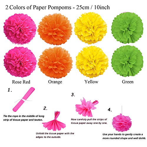 Zerodeco Decoración de la Fiesta, 21 Piezas Abanicos de Papel Bola de Nido Pom Poms Ventilador Cumpleaños Boda Carnaval Bebé Ducha Home Party Supplies Decoración (Multi)