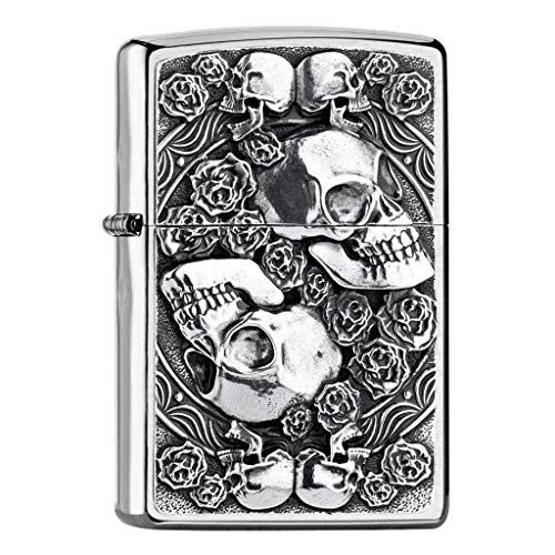 Zippo Collection 2019-2005891 200 - Mechero, diseño de Calavera y Rosas, Color Plateado