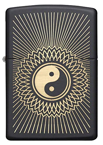 Zippo Yin Yang Encendedor Resistente al Viento, Unisex Adulto, Negro Mate, Talla única