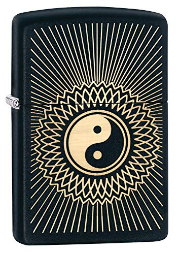 Zippo Yin Yang Encendedor Resistente al Viento, Unisex Adulto, Negro Mate, Talla única