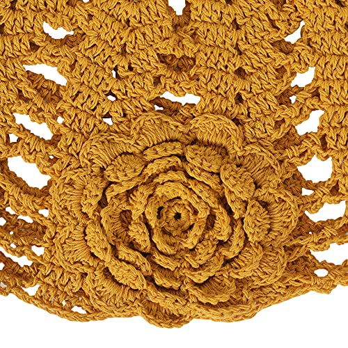 ZLYC Gorro de punto hecho a mano con diseño de calavera de ganchillo de algodón para mujer, Flor Amarillo, Talla única