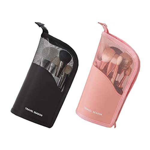 Zodors 2PCS Bolsa para Pinceles de Maquillaje Estuche de Brochas de Maquillaje Bolsa Maquillaje para Brochas De Viaje Estuche para Lápices Bolsa con Cremallera para Mujeres y Niñas