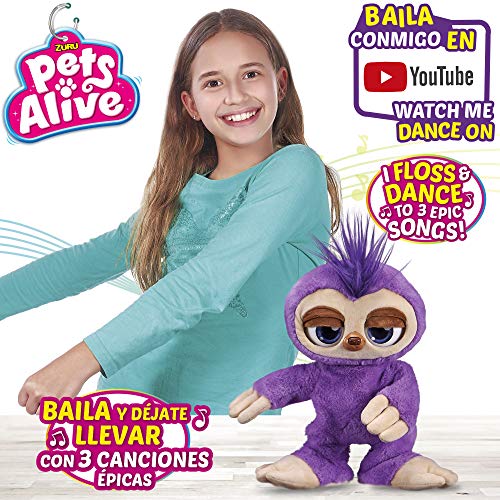 Zuru Pets Alive Oso perezoso bailarín Fifi, Juguetes para niños con música, baile swish swish, Oso peluche interactivo con movimiento, Juguetes para niños 3 años