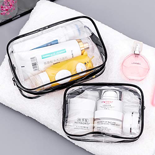 4-in-1 Bolsas de Aseo Transparente, Neceser de Viaje para Maquillaje, Neceser Cosmético Impermeables PVC, Organizador Cosmético con Cremallera para Hombres y Mujeres