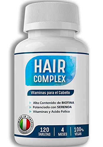 4 Meses [ 120 COMPRIMIDAS ] Suplemento de Biotina para el Pelo | Vitaminas para el Cabello y Saw Palmetto | Biotin para Crecimiento y Fortalecimiento