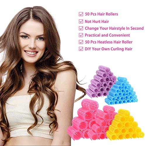 50 Uds, Rulos, rulos, rulos a presión, rizadores para el cabello, pinzas, rodillos para peinar, rulos para el cabello con agarre automático, sin ondas de calor, estilo bricolaje, peluquería, rulos,