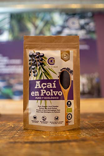 Açaí Puro Ecológico en Polvo, Pure Açaí Berry Organic Powder Biológico Orgánico, Bayas de Acai Organico en Polvo. Hecho 100% de la Pulpa de Açaí, Superalimento de Cultivo Nativo de la Amazonia… (100g)