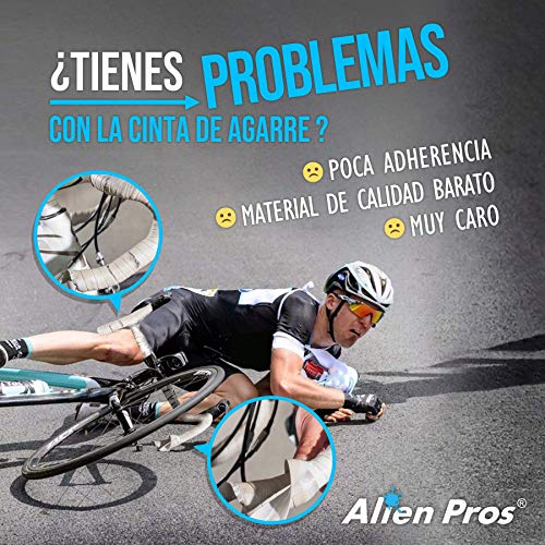 Alien Pros - Cinta para Manillar de Bicicleta (Juego de 2, Ola Azul), Goma Carbón para Mejorar la Sujeción de tu Bici, Forra el Manillar con Cintas De Agarre y Disfruta del Viaje con Comodidad