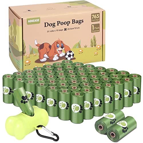 AOKEASE Bolsas Caca Perro, 765 PCS Bolsas Para Excrementos De Perros, Bolsas Perro Con Dispensador Bolsas Caca Perro, Núcleo De Papel Bolso Para Perros, Verde Bolsas, Accesorios Perros, Dog Poop Bag.