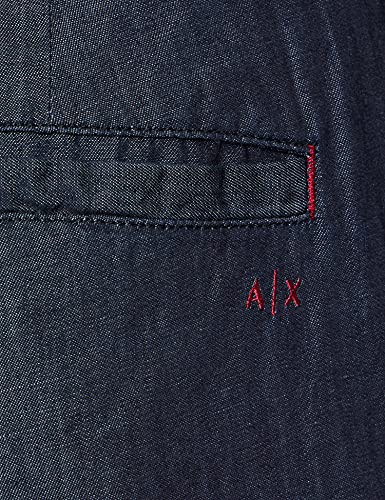 Armani Exchange Pantalones Cargo, Bolsillos en el Lado de la Pierna, Botones metálicos Informales, Indigo Azul Vaquero, L para Mujer