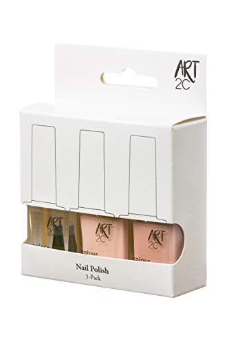 Art 2C - Esmaltes de uñas clásicos en tonos innovadores, 3 unidades de 12 ml, 3 tonos nude