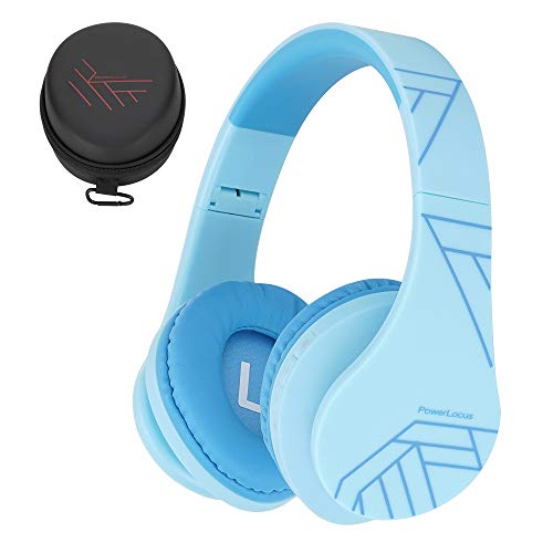 Auriculares para niños, PowerLocus Auriculares Bluetooth para niños, con 85DB Volumen Limitado, Auriculares Plegable con micrófono, Micro SD Slot, Auriculares Inalámbricos y con Cable, con Estuche