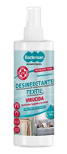 BACTERISAN Desinfectante De Textiles Y Tejidos 500ml, formato Spray Rápida Evaporación, Desinfecta Al Instante Cualquier Prenda O Textil, Con Alcohol 75%