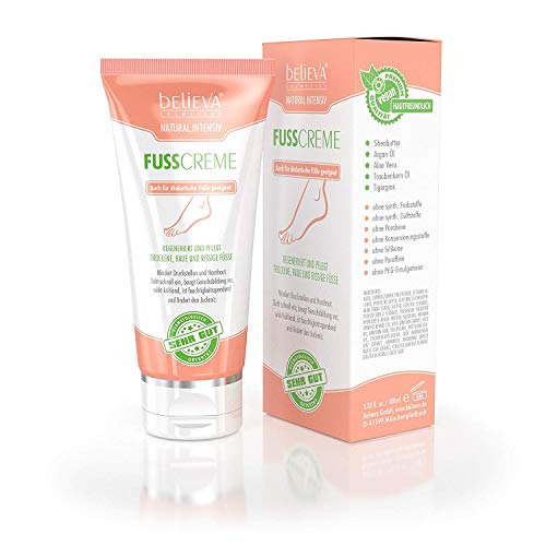 Believa Natural Intensive Premium Crema de Pies - 100% Vegana Para Pies Contra Callos - Piel Agrietada y Pies secos - Foot Cream 100ml