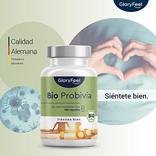 Bio Probióticos Complex - 21 cepas bacterianas MÁS Inulina Bio- 180 cápsulas veganas de liberación prolongada- 20 mil millones UFC- Flora intestinal- Lactobacillus gasseri