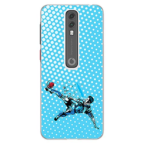 BJJ SHOP Funda Transparente para [ Vodafone Smart V10 ], Carcasa de Silicona Flexible TPU, diseño: Futbolista chutando de chilena