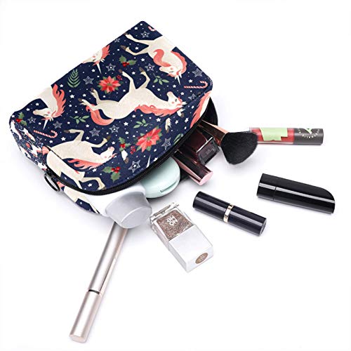 Bolsa de Maquillaje Organizador Pequeñas Bolsas de cosméticos para Mujeres Neceser de Viaje para baño Estuche de Maquillaje Monedero Bolso Edad Media Estampado de Unicornios