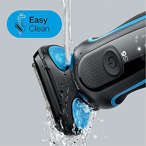 Braun Series 5 Afeitadora Eléctrica Hombre, Máquina de Afeitar Barba con Recortadora de Precisión y Tecnología Easy Clean (Fácil de Limpiar), Recargable, Inalámbrica, 50-B1200 S, Azul