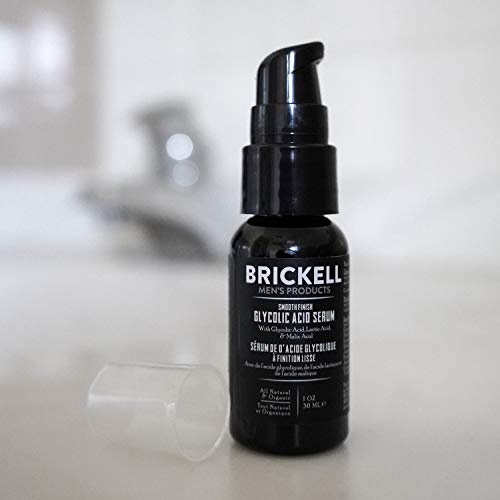 Brickell Men's Suero de Ácido Glicólico de Acabado Liso Para Hombres, Natural y Orgánico, Suero Antienvejecimiento Para Reducir Las Líneas Finas y Arrugas, 29 Mililitros, Perfumado